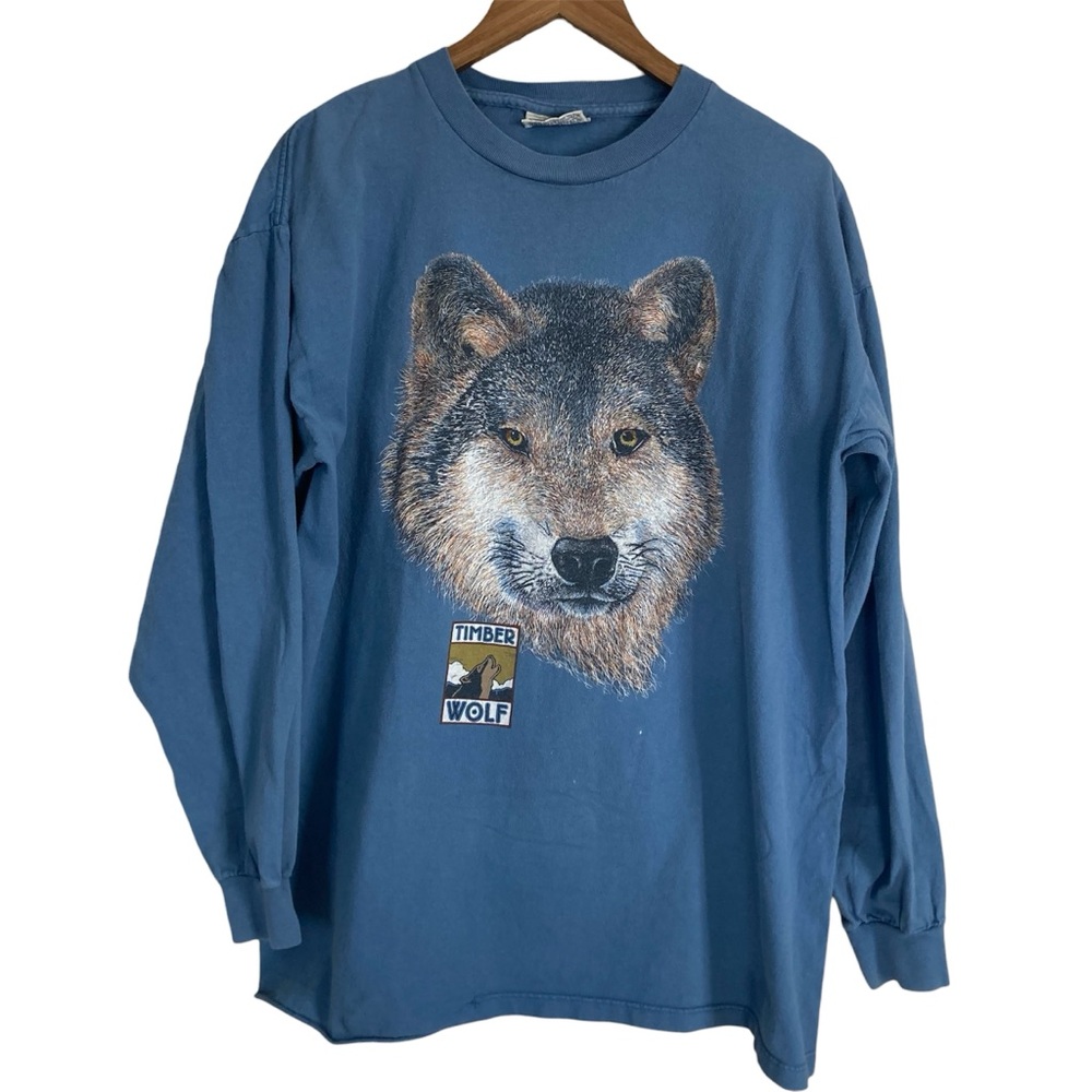 Vintage 1993 Timber Wolf Large Graphic Long Sleeve Cotton Shirt